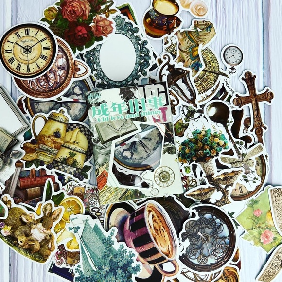 Old World Charm, Ornate Decor, Flowers, Books, Cherubs, And More, 50 Stickers - Picture 11 of 15